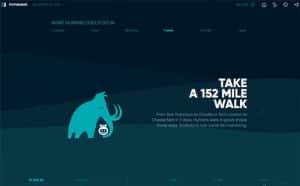 A modern website with a mammoth illustration against a dark background