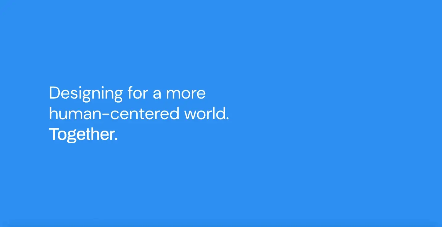A blue website with a white text slogan