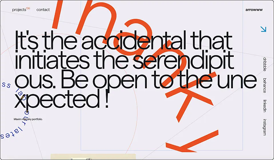 A website with large black text and slanted orange lettering