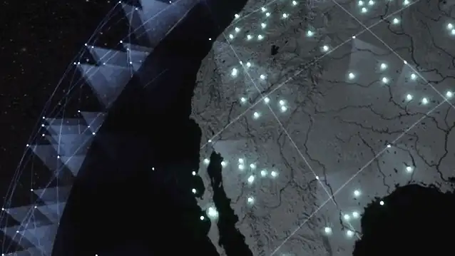 Satellite positions above a map of North America
